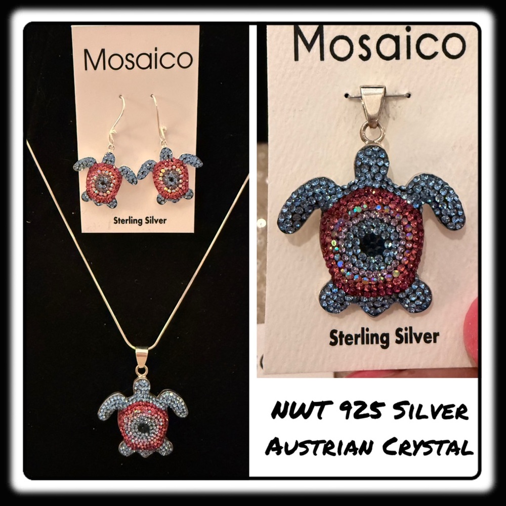 Nwt Mosaico Austrian Crystal Necklace & Earrings New Line!